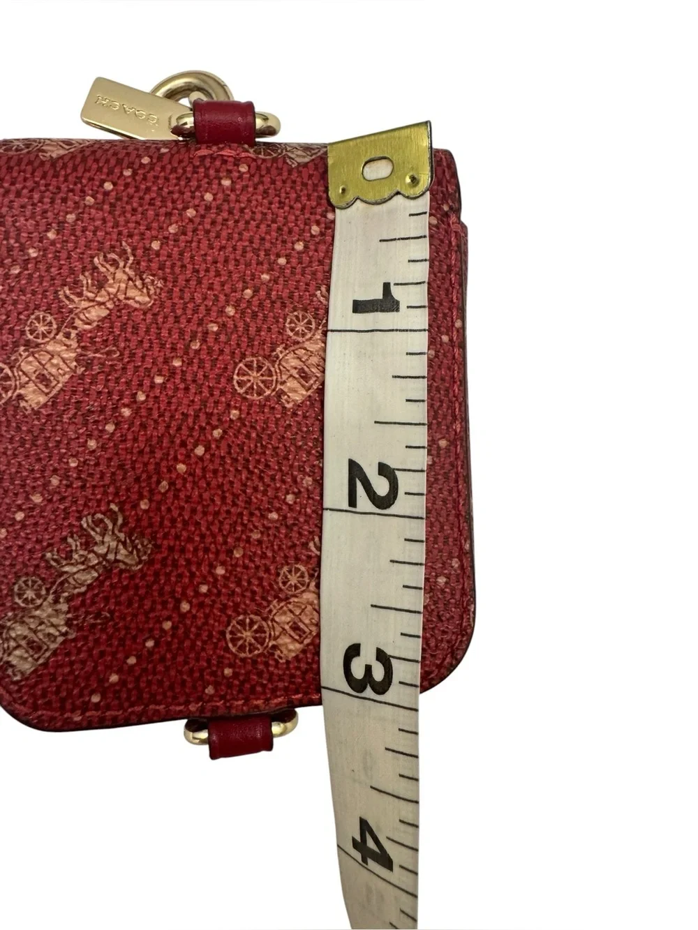 Coach Burgundy Signature Canvas Horse & Carriage Key Bag Charm